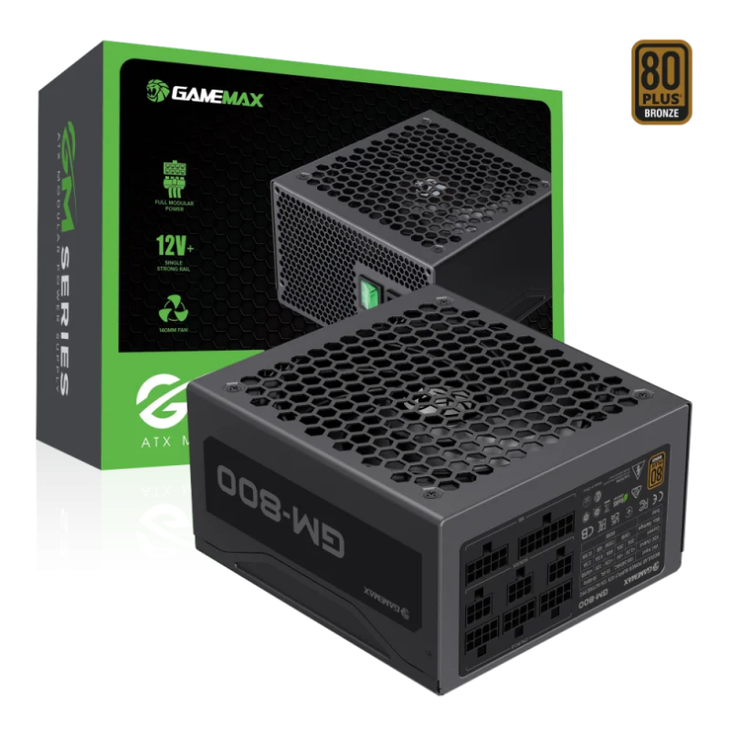 Fuente de Poder GameMax GM-800 BK Modular 800W 80+ Bronze