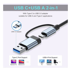 Hub USB Tipo-C 8 en 1 4 USB 3.0 con MicroSD y Audio
