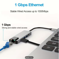 Hub USB Tipo-C HDMI Ethernet 2 USB 3.0 Metálico