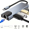 Hub USB Tipo-C HDMI Ethernet 2 USB 3.0 Metálico