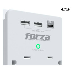 Protector de Voltaje Forza FWT631USBC 6 AC + 3 USB