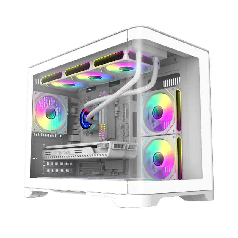 Case GameMax HYPE-M WH M-ATX ARGB Vidrio Curvo