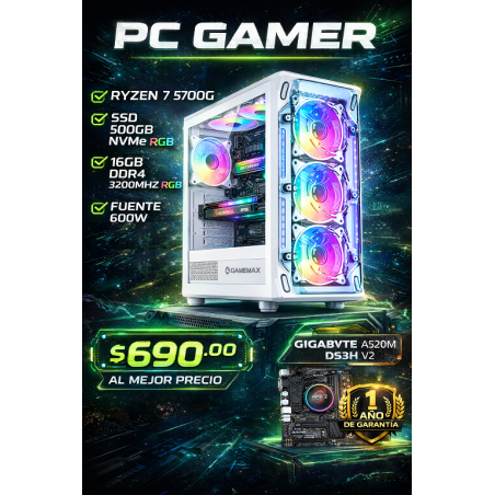 CPU Gamer Ryzen 7 5700G 16GB SSD 500GB Windows 11
