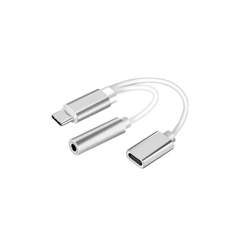 Adaptador Delta USB Tipo C a USB Tipo C + Jack 3.5 mm
