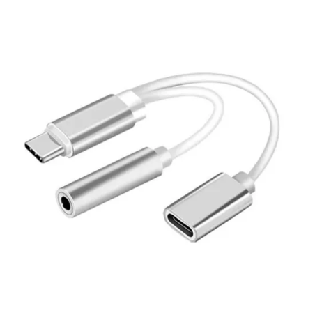 Adaptador Delta USB Tipo C a USB Tipo C + Jack 3.5 mm