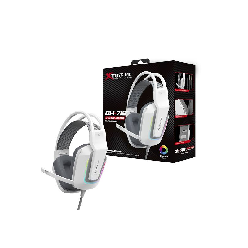 Audifonos Gamer Xtrike Me GH-712 WH Blanco RGB 3.5mm