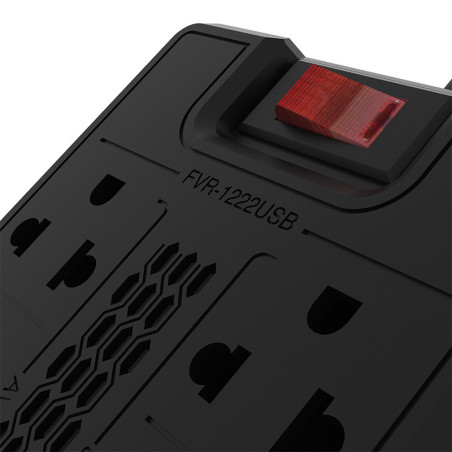Regulador Automático de Voltaje 1200VA/600W 8 Salidas 2 USB 220V