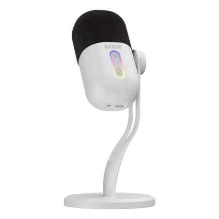 Micrófono Gamer Marvo MIC-08 WH RGB USB Streaming Podcast