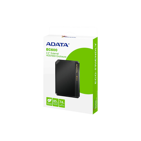 Case ADATA EC600 HDD SSD 2.5 USB 3.2 Negro Sin Herramientas